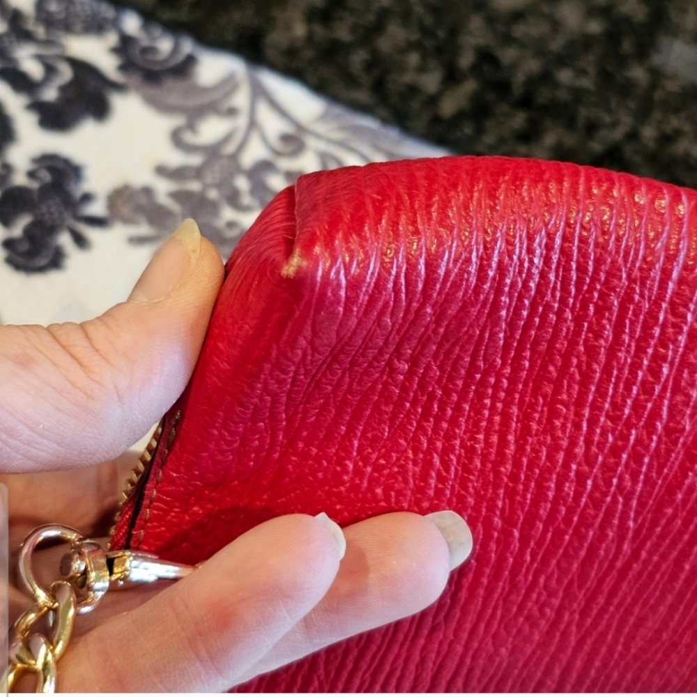 Furla Leather Clutch EUC with Crossbody Chain & Charm added - Picture 8 of 16